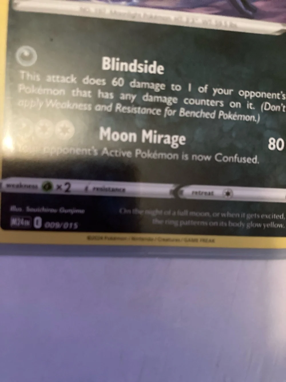 Umbreon Trading Card  with sleeve - Black, Yellow, Purple